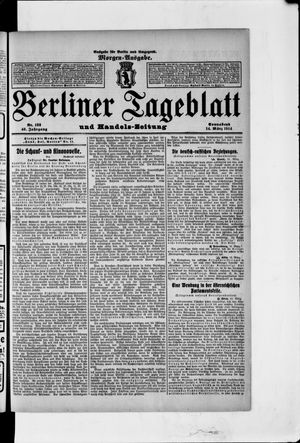 Berliner Tageblatt und Handels-Zeitung on Mar 14, 1914