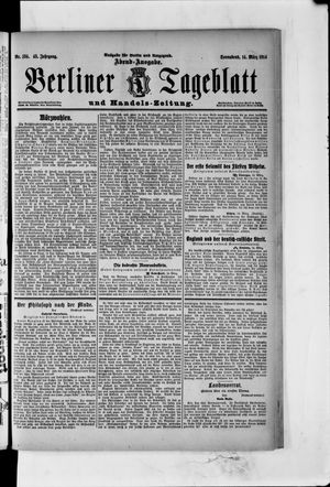 Berliner Tageblatt und Handels-Zeitung on Mar 14, 1914