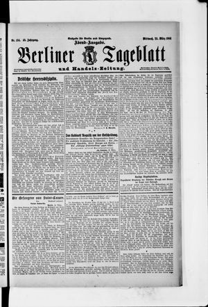 Berliner Tageblatt und Handels-Zeitung vom 25.03.1914
