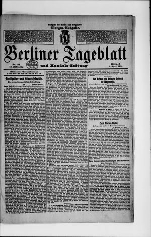 Berliner Tageblatt und Handels-Zeitung on Apr 1, 1914