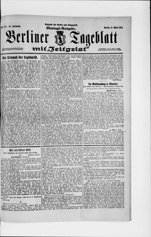 Berliner Tageblatt und Handels-Zeitung on Apr 6, 1914