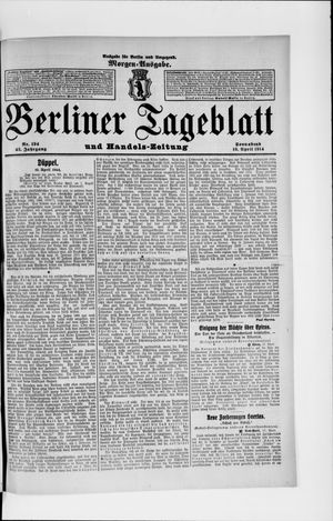Berliner Tageblatt und Handels-Zeitung vom 18.04.1914