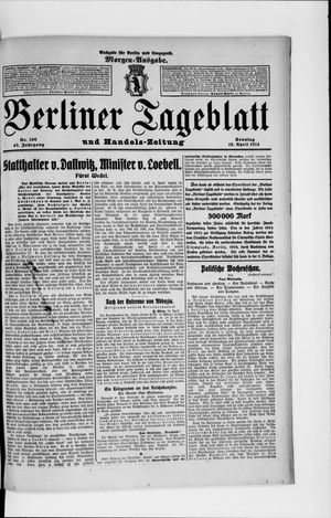 Berliner Tageblatt und Handels-Zeitung vom 19.04.1914
