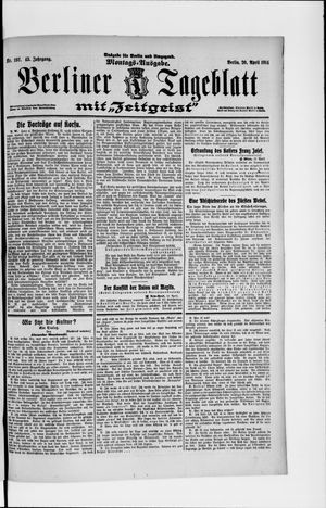Berliner Tageblatt und Handels-Zeitung vom 20.04.1914
