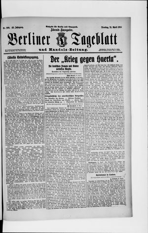 Berliner Tageblatt und Handels-Zeitung on Apr 21, 1914