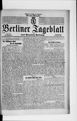 Berliner Tageblatt und Handels-Zeitung vom 23.04.1914