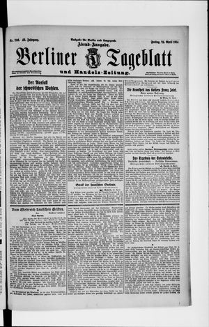 Berliner Tageblatt und Handels-Zeitung vom 24.04.1914