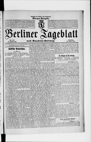Berliner Tageblatt und Handels-Zeitung vom 26.04.1914