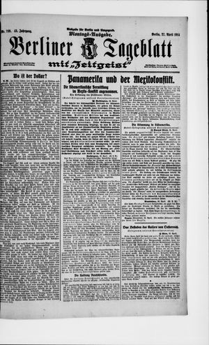 Berliner Tageblatt und Handels-Zeitung vom 27.04.1914