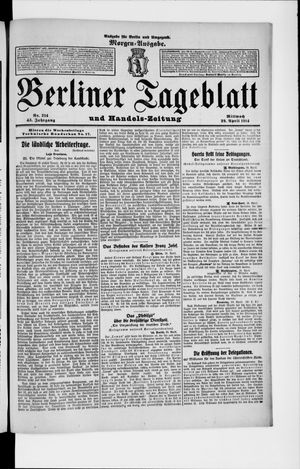 Berliner Tageblatt und Handels-Zeitung on Apr 29, 1914