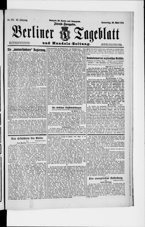 Berliner Tageblatt und Handels-Zeitung on Apr 30, 1914