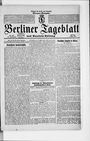 Berliner Tageblatt und Handels-Zeitung on May 1, 1914
