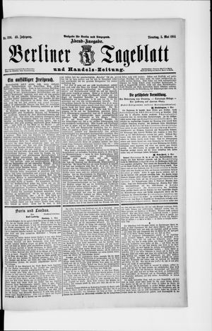Berliner Tageblatt und Handels-Zeitung on May 5, 1914