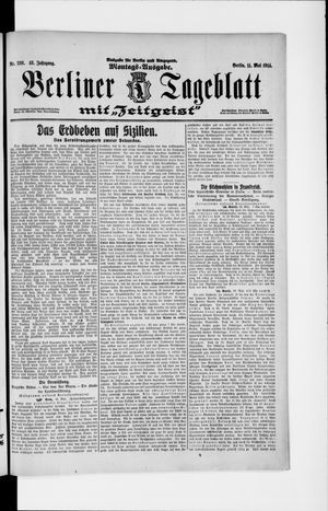 Berliner Tageblatt und Handels-Zeitung on May 11, 1914