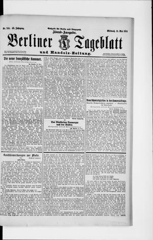 Berliner Tageblatt und Handels-Zeitung vom 13.05.1914
