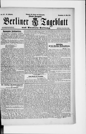 Berliner Tageblatt und Handels-Zeitung on May 16, 1914