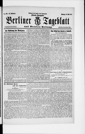 Berliner Tageblatt und Handels-Zeitung vom 18.05.1914