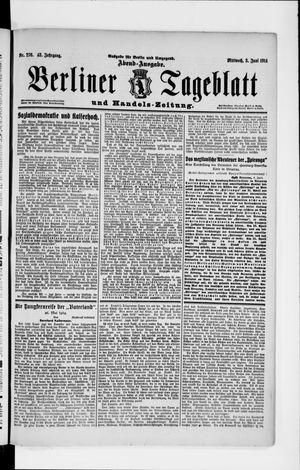 Berliner Tageblatt und Handels-Zeitung vom 03.06.1914