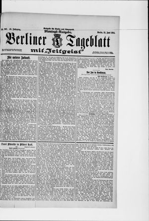 Berliner Tageblatt und Handels-Zeitung vom 15.06.1914