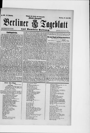 Berliner Tageblatt und Handels-Zeitung vom 16.06.1914