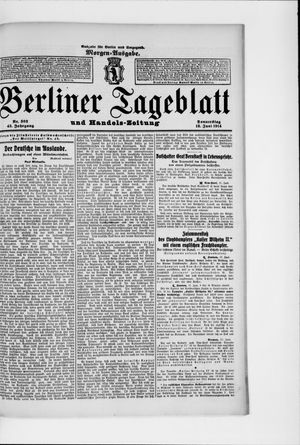 Berliner Tageblatt und Handels-Zeitung vom 18.06.1914