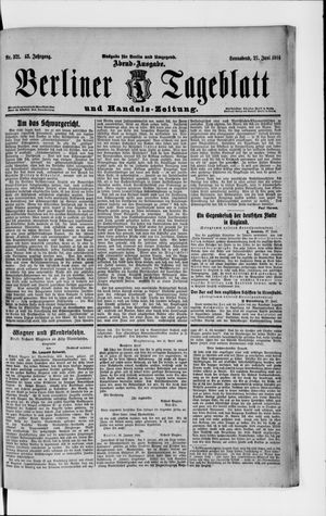 Berliner Tageblatt und Handels-Zeitung vom 27.06.1914