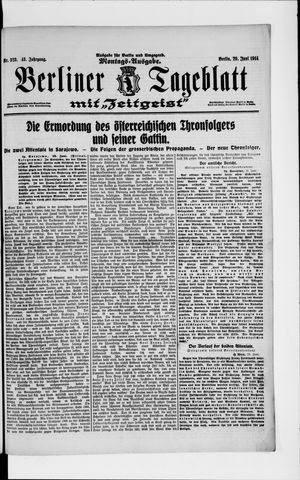 Berliner Tageblatt und Handels-Zeitung vom 29.06.1914
