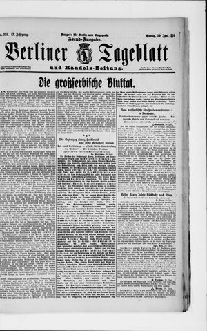 Berliner Tageblatt und Handels-Zeitung vom 29.06.1914