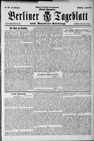 Berliner Tageblatt und Handels-Zeitung vom 01.07.1914