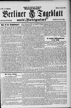 Berliner Tageblatt und Handels-Zeitung vom 13.07.1914