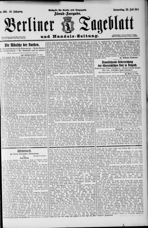 Berliner Tageblatt und Handels-Zeitung on Jul 23, 1914