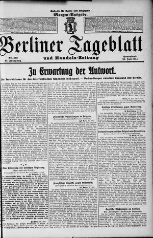 Berliner Tageblatt und Handels-Zeitung vom 25.07.1914
