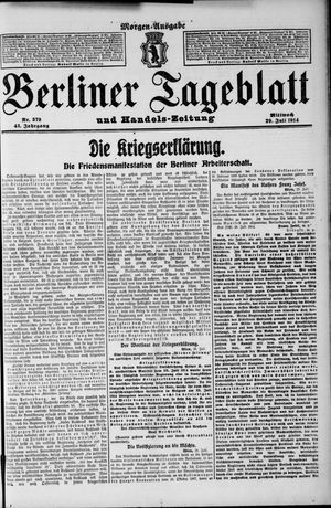 Berliner Tageblatt und Handels-Zeitung vom 29.07.1914