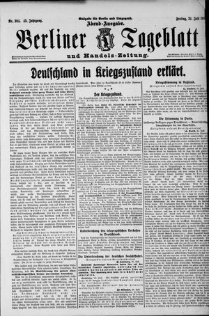 Berliner Tageblatt und Handels-Zeitung vom 31.07.1914