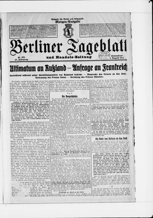 Berliner Tageblatt und Handels-Zeitung vom 01.08.1914