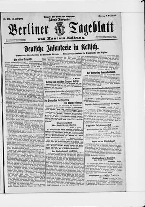 Berliner Tageblatt und Handels-Zeitung vom 03.08.1914