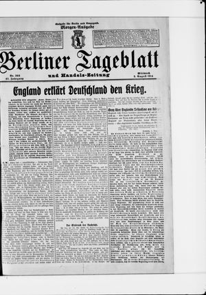 Berliner Tageblatt und Handels-Zeitung vom 05.08.1914