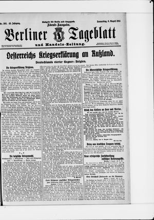 Berliner Tageblatt und Handels-Zeitung vom 06.08.1914