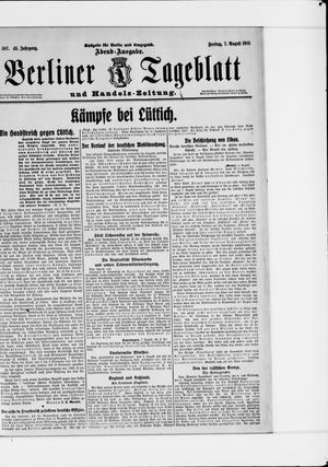 Berliner Tageblatt und Handels-Zeitung vom 07.08.1914