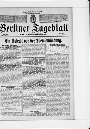 Berliner Tageblatt und Handels-Zeitung vom 09.08.1914
