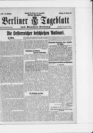 Berliner Tageblatt und Handels-Zeitung vom 10.08.1914