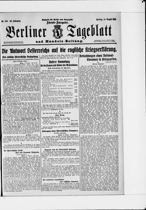 Berliner Tageblatt und Handels-Zeitung on Aug 14, 1914