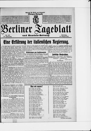 Berliner Tageblatt und Handels-Zeitung vom 16.08.1914