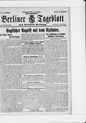 Berliner Tageblatt und Handels-Zeitung vom 18.08.1914