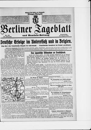 Berliner Tageblatt und Handels-Zeitung vom 20.08.1914