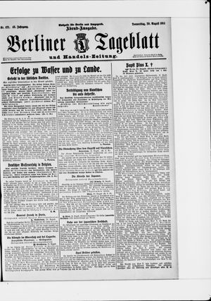 Berliner Tageblatt und Handels-Zeitung vom 20.08.1914