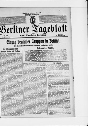 Berliner Tageblatt und Handels-Zeitung vom 21.08.1914