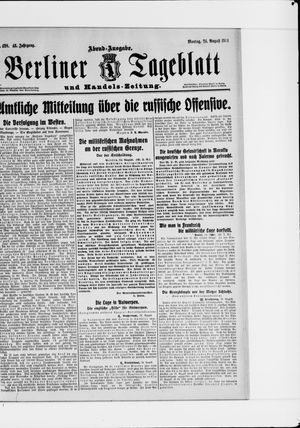 Berliner Tageblatt und Handels-Zeitung vom 24.08.1914