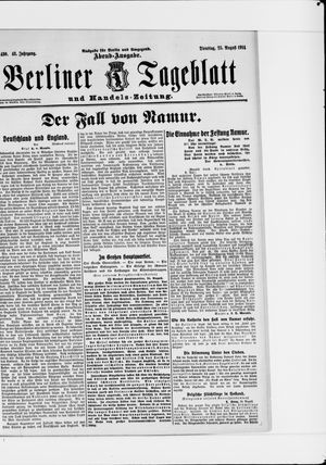 Berliner Tageblatt und Handels-Zeitung vom 25.08.1914