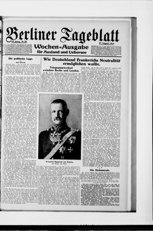 Berliner Tageblatt und Handels-Zeitung vom 27.08.1914